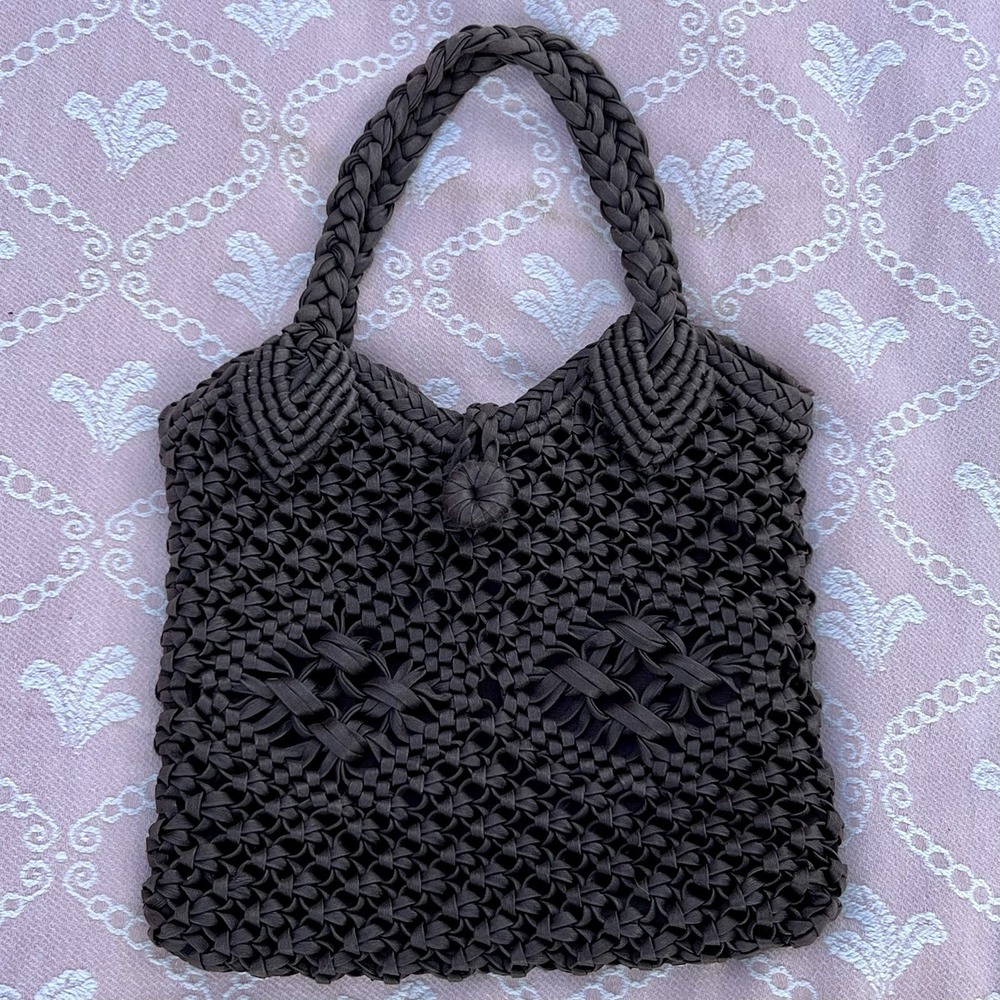 Studio Works Macrame Purse Boho Handbag Brown